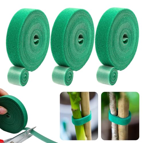 Colorful Nylon Plant Ties Multipurpose Strap Roll for Garden Cable Organizing, Adjustable Fastening Cord for Plants and DIY Projects - color: 3Pack green