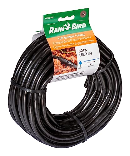 Rain Bird Emitter Tubing, 1/4" | Pressure Compensating | 6" Spacing | 50 ft Roll | Brown - size: 50' Roll (Pack of 2), style: Emitter Tubing - 6" Spacing