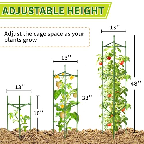 6 Pack 48 Inch Tomato Cages for Garden, Triangle Metal Plant Support with Rust-Resistant Coating, Heavy Duty Tomato Trellis for Raised Bed, Pots, Cucumbers, Peppers & Climbing Plants - color: 6-Pack, size: 48 inch