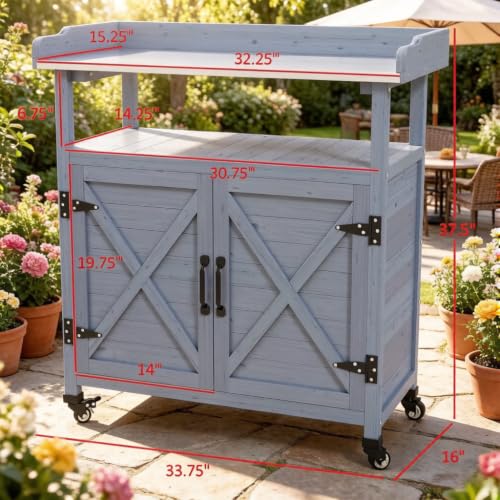Gray Fir Wood Vanity Table with Aluminum Top and Cabinet Storage - color: Gray - 33.90 X 15.90 X 37.40 Inch