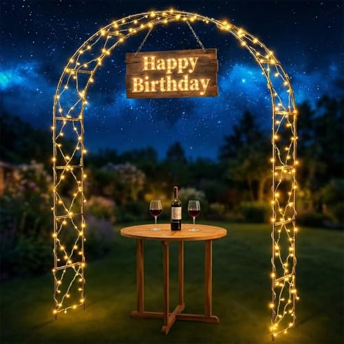Galvanized Metal Arbor,4.6 Feet Wide x7.6 Feet High Heavy Duty Garden Arch Trellis, Rust-Resistant Metal Arbor for Climbing Plants Roses Vines, Outdoor Wedding Bridal Party Decoration Archway
