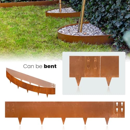 Corten Steel Landscape Edging 8 Inch H x 40 Inch L, 6-Pack 20ft - color: 8 Inch 6PCS