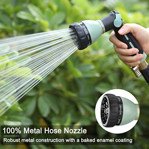 FANHAO Heavy Duty Garden Hose Nozzle, Metal Hose Sprayer Easy Thumb Control - color: Light Green