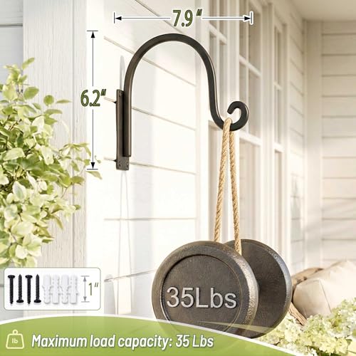 Lifyzoon Heavy Duty Plant Hanger Bracket: 35Lbs Metal Plant Hangers Outdoor - size: 1A-8“ 2PCs