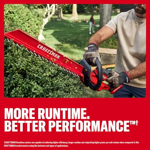 CRAFTSMAN V20 22 in. Hedge Trimmer Cordless with 2Ah Battery and Charger, Lightweight Brushless RP Bush Trimmer with Hedge Sweep Attachment, Longer Runtime, Up to 2X More Power (CMCHT830D1) - style: NEW 20V Brushless Trimmer Kit