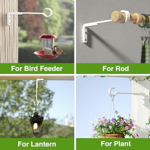 8 Inch Plant Hooks for Wall,Plant Hangers Outdoor/Indoor, White, 2 Pack - color: White, size: 8 Inches