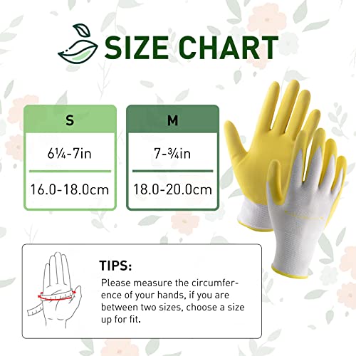 HANDLANDY 2/3/6 Pairs Womens Gardening Gloves, Garden Gloves for Women - color: Yellow & Violet (2 Pairs), size: Medium