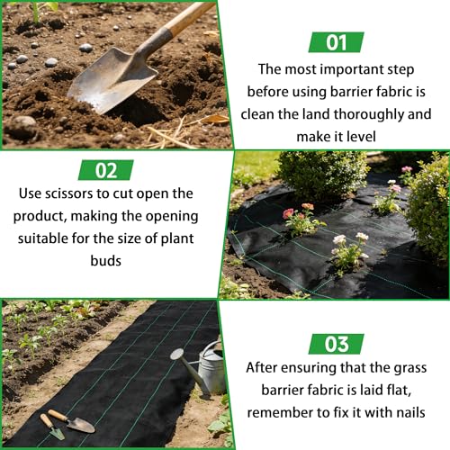 Weed Barrier Fabric Planting Cover - 3 x 250 FT Heavy Duty Landscape Fabric Ground Cover Block for Outdoor Planting - size: 3 x 250 FT