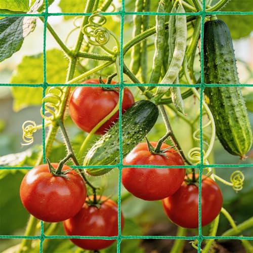 Trellis Netting for Climbing Plants, 6.6x26.3 FT Heavy Duty Garden Trellis Net with 27 Strands Nylon for Cucumber, Grape, Vine, Vegetables, Flowers, Bean, Tomato Grow Trellis Net (Green, 1 Pack) - size: 2x8m