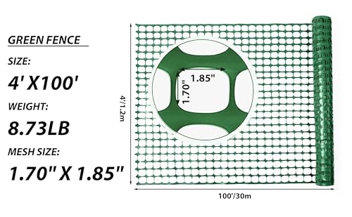 PotatoLife 2-Pack 4'x100' Green Mesh Fence for Garden with Zip Ties, Green - color: Green, size: 2-Pack 4' x 100' (8.73 lb)