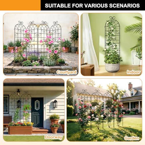 YOBAZAN Metal Garden Trellis 71"x40", Plant Support Trellis - style: 2 Pack