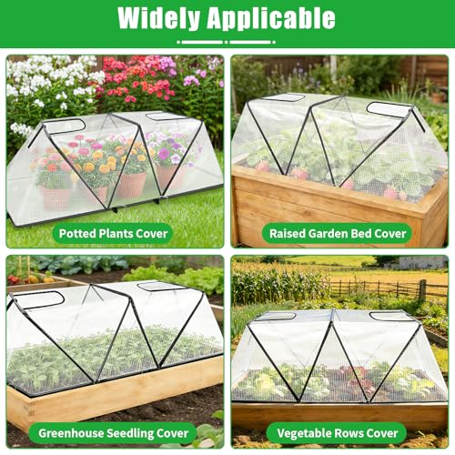 2 Pack Foldable Plant Covers Freeze Protection, Two Dual Layer Skylights - size: Foldable-2Pack