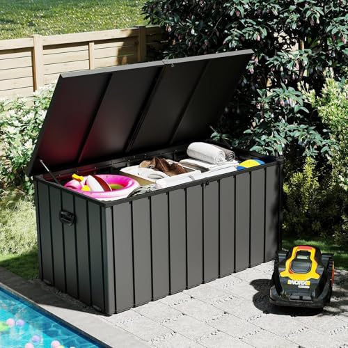 Patio Storage Box with Hydraulic Lid Support - color: Dark Gray - 54.30 X 29.80 X 33.90 Inch