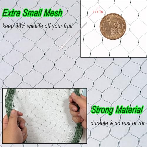 MEANCHEN Bird Netting for Garden 6.5×50FT, 1/4IN Mesh Garden Netting Poultry Netting Protect Fruit Trees Blueberry Bushes Vegetable Plant from Birds, Deer, Squirrels, Rabbits and Other Animals - size: 6.5×50FT1/4inch×1/4inch mesh