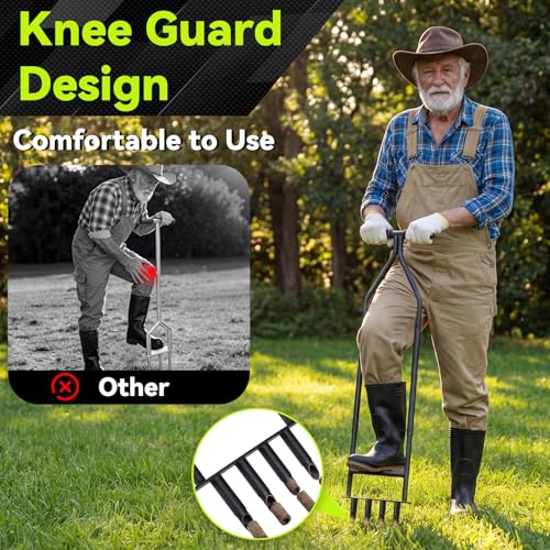 Manual Lawn Core Aerator Tool, Heavy Duty Carbon Steel Lawn Aerator, Ergonomic Labor-Saving Yard Garden Tool for Compacted Soil, Lawn Care Essentials