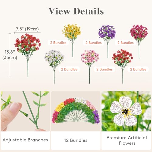 Lifewit Artificial Flowers for Outdoor, Faux Flowers for Garden Decor - color: 6 Mix Color