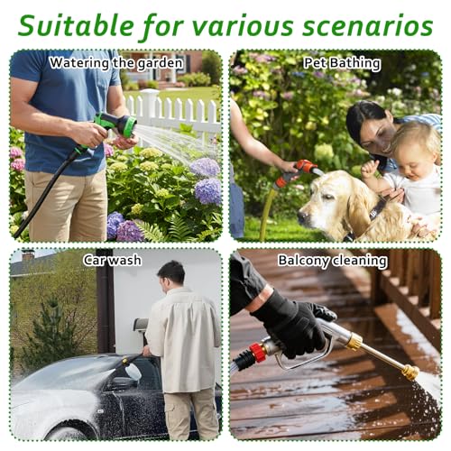 2ft Short Garden Hose with Female to Female Stainless Steel Leader Hose Connector - Flexible Metal Water Hose for Hose Reel, Cart, Garden Faucet Connection,Outdoor Watering Car Pet Cleaning