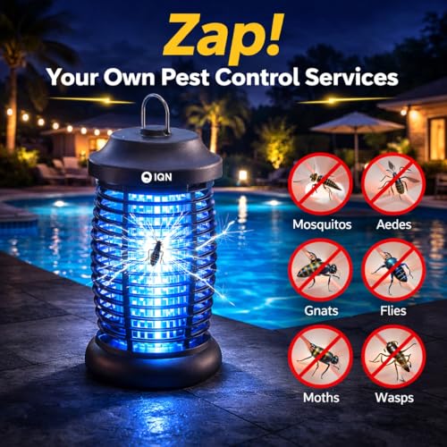 Bug Zapper Outdoor,15w Electric Mosquito Zapper with LED Light for Indoor,4200V Insect Fly Zapper Waterproof with 8.92ft Power Cord,Fly Trap Outdoor for Home,Patio,Backyard,Garden,Camping - color: black