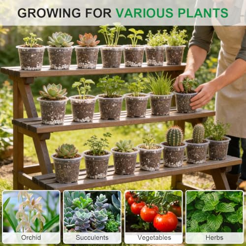 RooTrimmer 200 Pack 4 Inch Clear Plant pots with Drainage Holes, Transparent Nursery Seeding Pots, Flexile Seeds Starter Pots, Seeds Germination (4Inch,200P,Clear) - size: 4 Inch 200P
