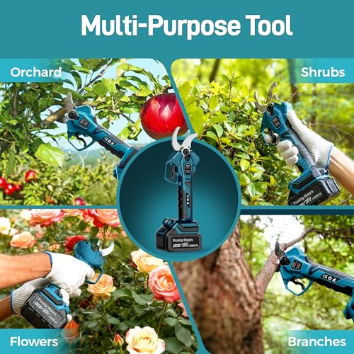 1.6" Electric Pruning Shears for Garden Tree Trimming with 2x4.0Ah Battery - color: Light Blue