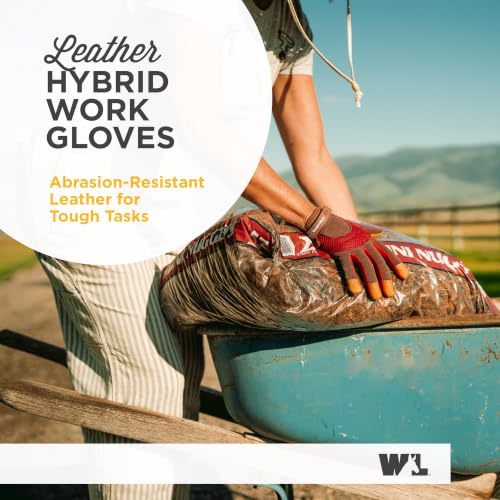 Wells Lamont Women's Breathable ComfortHyde Leather Hybrid Work Gardening Gloves, Large (7872L), Red - size: Large (Pack of 1)