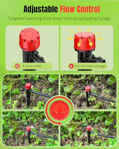 Pawfly 30 Pcs Drip Irrigation Emitters, Drip Emitters for 1/4" Drip Irrigation Tubing, Sprinkler Heads with Adjustable 360 Degree Water Flow, Garden Drippers for Plants Watering System - size: 30pcs 1/4" Drip Emitters