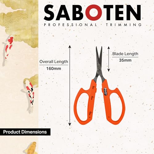 Saboten Stainless Steel Angled Blade Trimming Scissors Orange PT-13 160mm Precision Gardening Bonsai and Floral Shears Made in Japan - color: Orange, size: Stainless Steel Angled Blade