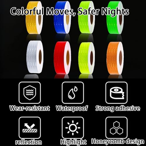 8 Rolls Reflective Tape Waterproof High-Visibility Reflective Stickers
