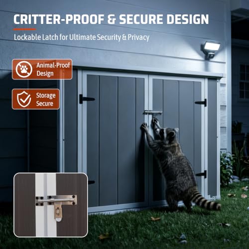 Outdoor Storage Shed Deck Box with Ramp and Lockable Lid - color: Gray - 56.10 X 28.90 X 43.90 Inch