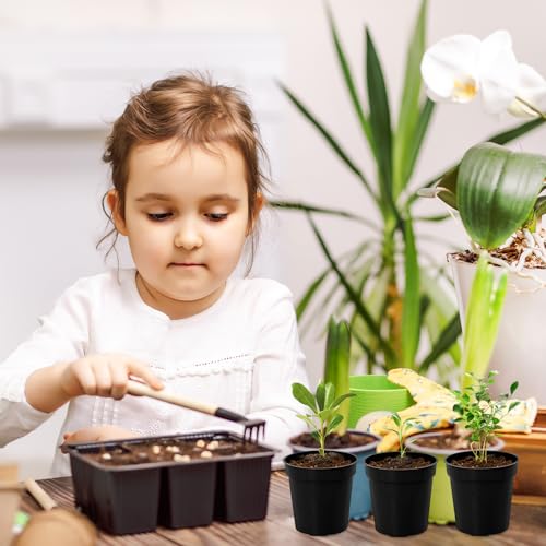 120 Pcs 2 Inch Black Mini Nursery Pots, Seedling Pots with Drainage Holes - color: Black