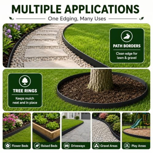 Metal Landscape Edging 6 Pack, 20 FT x 5 Inch Galvanized Steel Garden - color: 40'' L x 5'' H, style: 6 PACK NEW