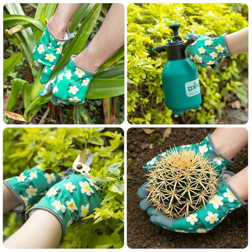 Baidast Gardening Gloves for Women, Breathable Leather Garden Gloves with Grip, Thorn Proof Work Gloves - color: Women(medium)-green+yellow
