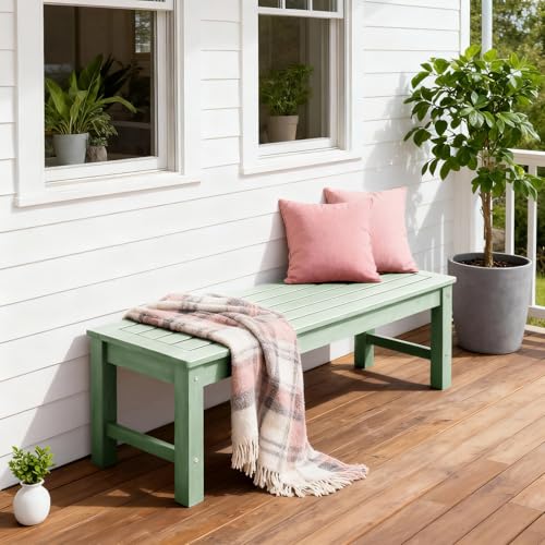 Psilvam 47" Backless Outdoor Bench for 2-Person, 700 LBS Capacity, Green - color: Green, size: 1 pack