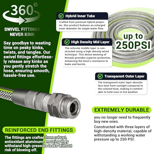 75 FT Heavy Duty Garden Hose, 1/2 ID x 75FT Durable Outdoor Water Hose - size: 75FT