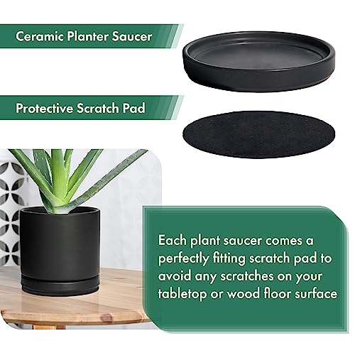 D'vine Dev Ceramic Plant Saucer/Drainage Tray, 8.7 in, Black, 97-T-B-4 - color: Black, size: 8.7" (1 Pack)