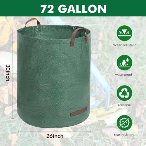 Reusable Yard Waste Bags,6 pack,72 Gallon,Extra Durable