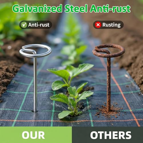 150 Pcs 6-Inch Heavy Duty Landscape Staples - Thickened G-Shaped Galvanized Steel Pins, Rust-Resistant for Weed Barrier Fabric, Erosion Control, Ground Cover & All Landscaping Projects - size: 6 in 150 PCS