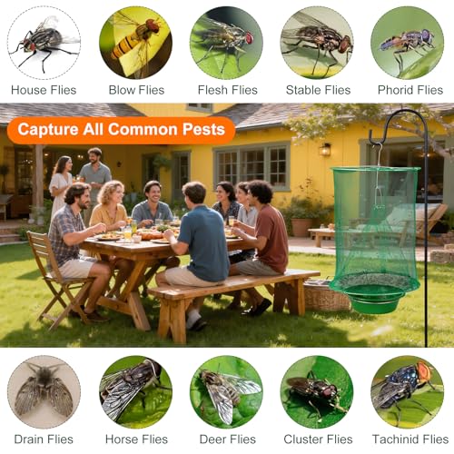 Reusable Ranch Fly Traps Outdoor Hanging Fly Cage-8 Pack - size: 8 pack