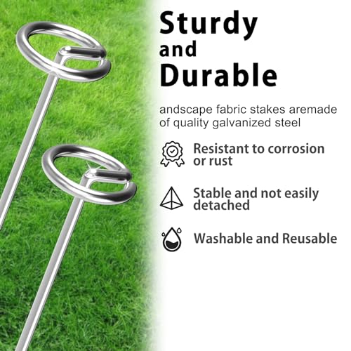 40 PCS Landscape Fabric Stakes, 6 Inch Circle Top Landscape Pins