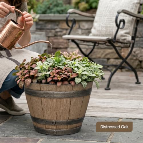 20.5" Jameson Whiskey Barrel with Drainage in Distressed Oak - color: Distressed Oak, size: 20.5"
