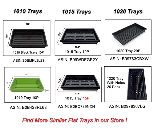 RooTrimmer 10 Pack 1020 Trays, Extra Thick Heavy Duty Seed Starting Trays - No Holes, No Leak, Reusable Propagation Flats for Microgreens, Seedlings, Plant Germination, Fodder and Transplant - size: 1020 - 10 Pack Without Holes