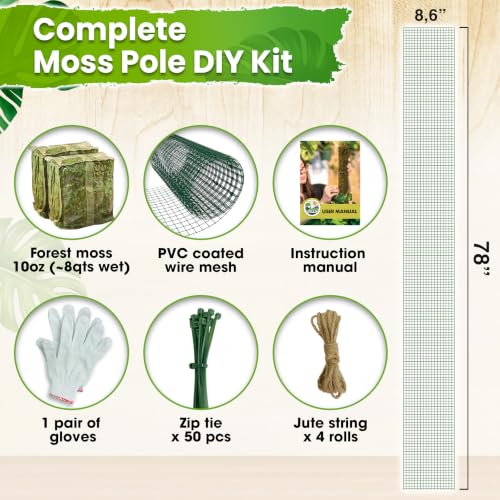 DUSPRO All-in-One DIY Moss Pole Kit for Climbing Plants - size: MOSS POLE DIY KIT