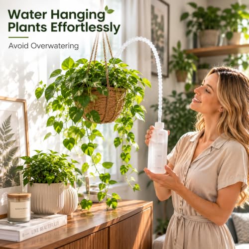 Squeeze Watering Bottle for Hanging Plants–16.9oz(500ml) 19.6In Long Nozzle
