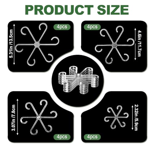 16 Pack Upgraded Plant Stem Supports, Nearly Invisible Plant Support for Indoor Plants, 4 Sizes Stem Holders for Climbing Houseplants, Reusable Plant Stabilizer, Indoor Plants Accessories - color: Transparent