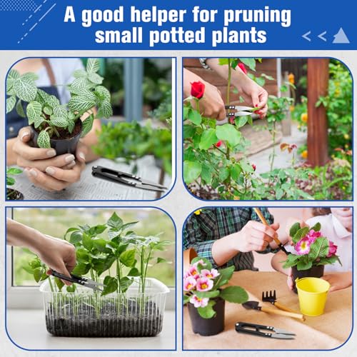 Therwen 48 Pcs 4 Inch Bonsai Pruning Scissors Thread Snips Mini Sewing Scissors U Shaped Bulk Bud and Leaves Trimmer Yarn Carbon Steel Pruners Trimmers for Gardening(Black) - color: Black