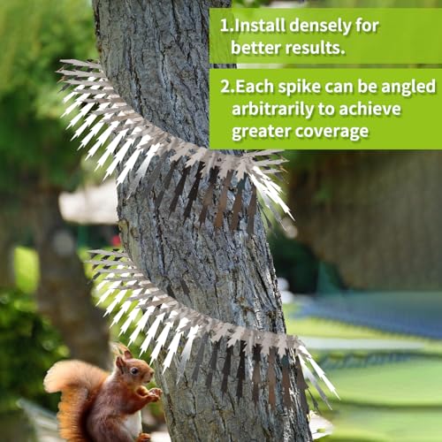 Bird Spikes.Raccoon Snake Deterrent.Squirrel Spikes.Stainless Steel Squirrel baffles for Bird feeders.Anti Climb Spikes Garden Fences.Cat Fence Outdoor Barrier,Pigeon Spikes (40in) - size: 40in