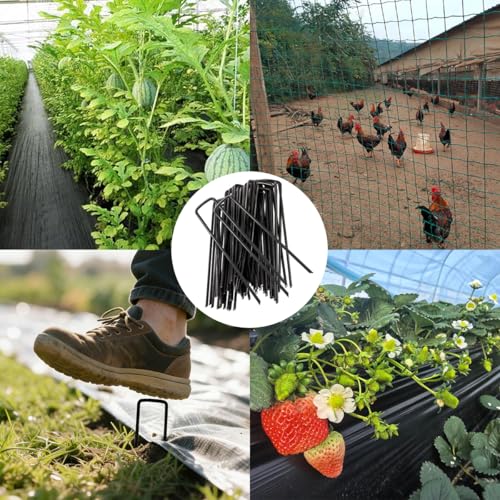 30-Pack 4 Inch 11 Gauge Black Galvanized Landscape Staples U-Shaped Anti-Rust Ground Garden Stakes Pins for Weed Barrier, Irrigation Tubing, Lawn & Tent - color: black, size: 4in