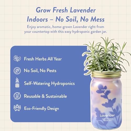 Modern Sprout Mason Garden Jar - Self-Watering Hydroponics Kit - Lavender - color: Lavender, size: Garden Jars