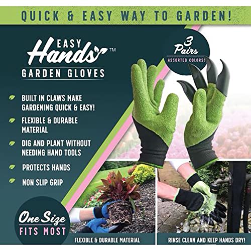 GLOV3-MC6 Easy Hands Clawed Gardening Gloves - Pack of 3