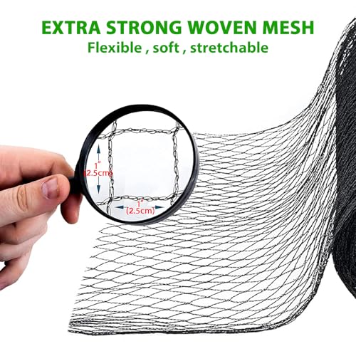 Bird Netting 25x50 Ft, 1" Mesh Heavy Duty HDPE Garden Net, Black - size: 25' x 50'